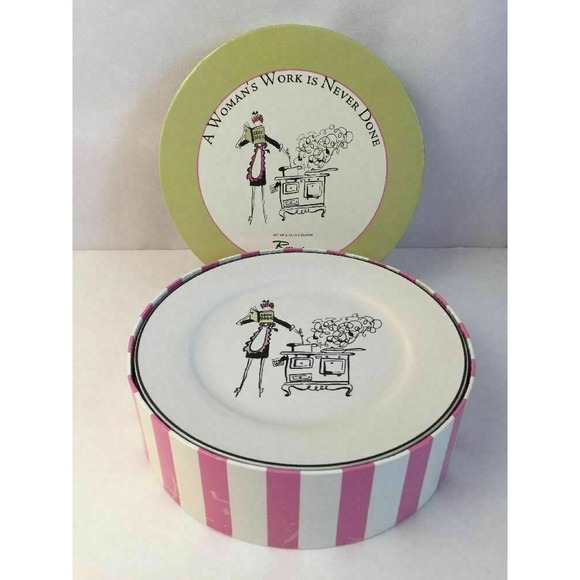 Set of 4 Rosanna Ceramic Salad Plates A Woman's Work is Never Done 8" - Picture 2 of 13